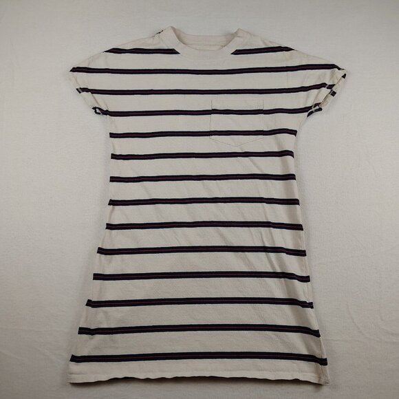 Madewell Tomboy Pocket Tee Dress in Stripe Organic Cotton Sz X Small - Picture 2 of 11